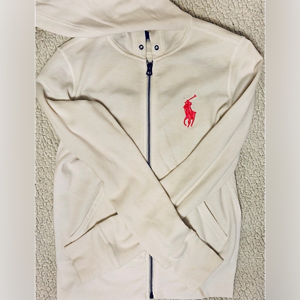 Ralph Lauren  White Hoodie with Pink Pony Embroidery.., - Picture 2 of 3